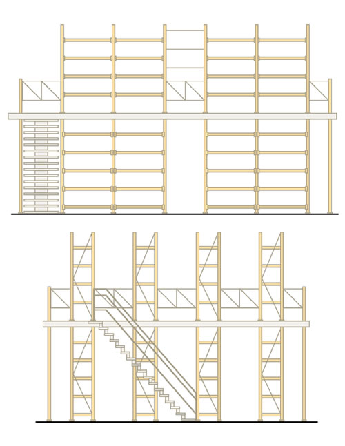 Схема мезонинных стеллажей